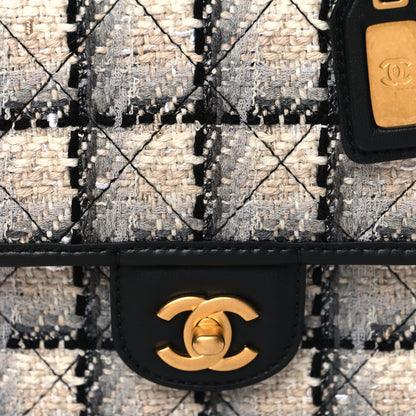 Chanel Tweed Calfskin School Memory Mini Top Handle Flap Ecru Grey Beige Black 8 of 11