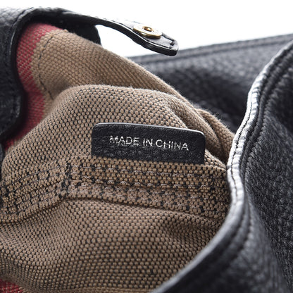 Burberry Grainy Calfskin Canvas Mega Check Medium Ashby Tassel Hobo Black 7 of 19