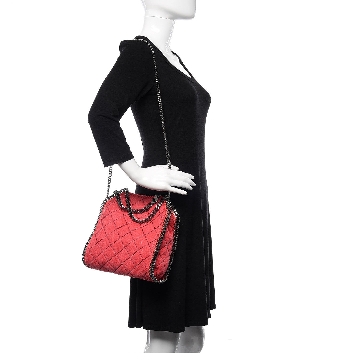 Stella McCartney Shaggy Deer Quilted Mini Falabella Tote Pink Fluo 2 of 9