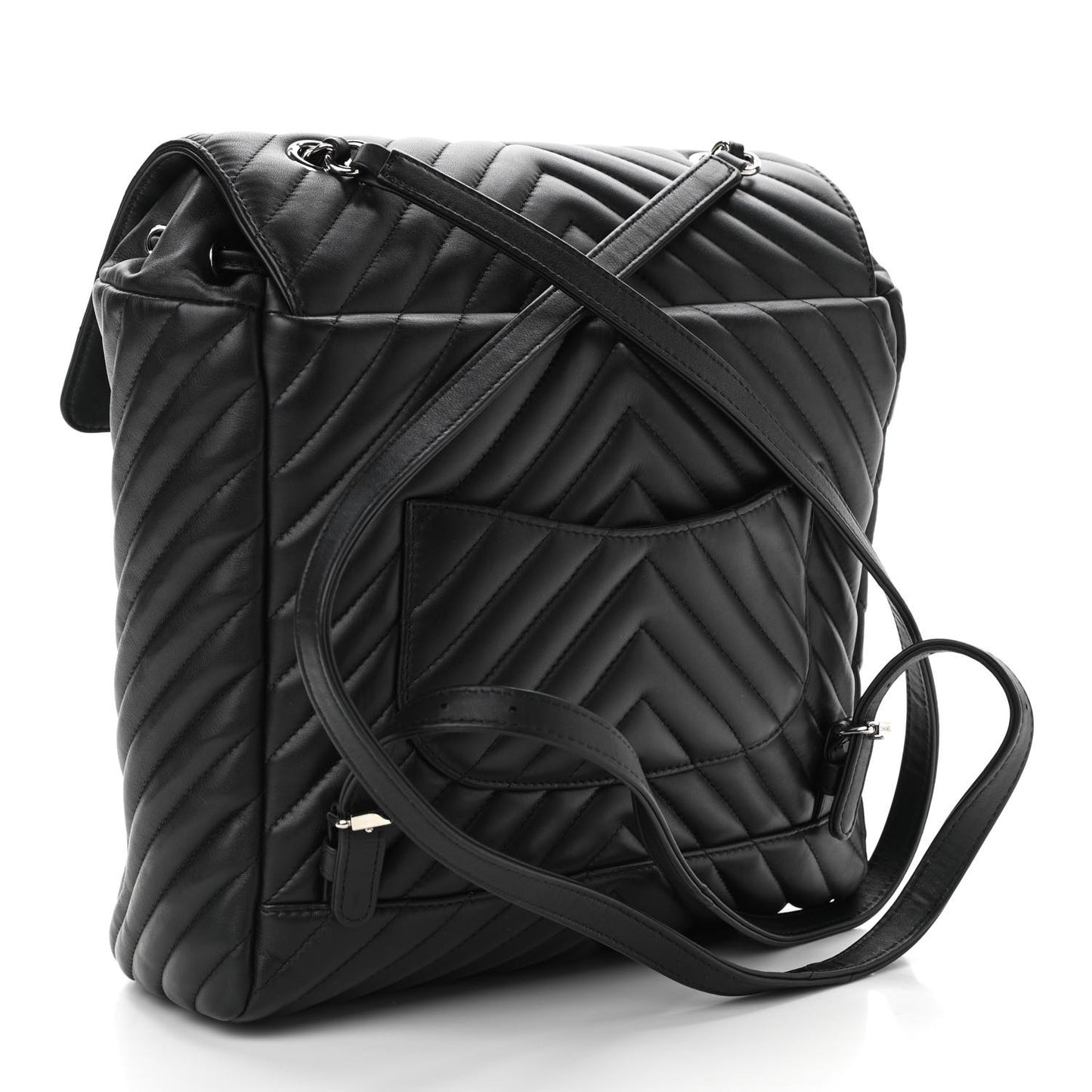 Calfskin Chevron Quilted Large Urban Spirit Backpack Black
