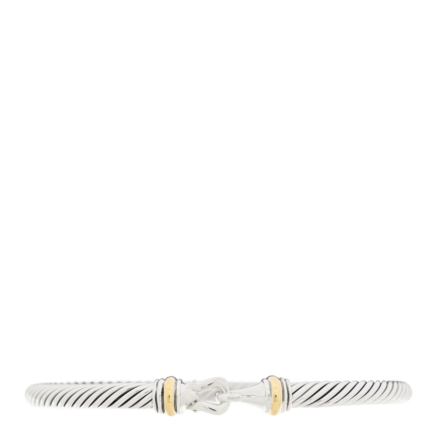 David Yurman Sterling Silver 18K Yellow Gold 4mm Cable Classic Buckle Bracelet 1 of 3