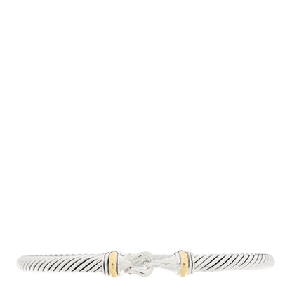 David Yurman Sterling Silver 18K Yellow Gold 4mm Cable Classic Buckle Bracelet 1 of 3