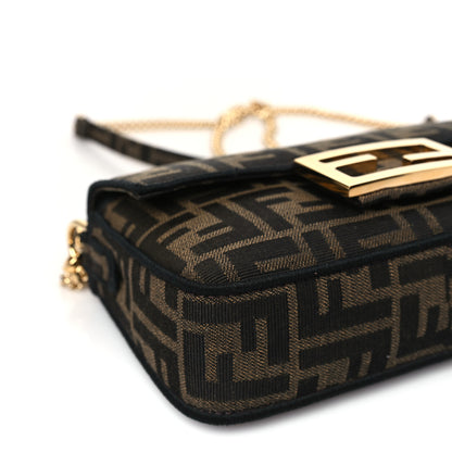 Fendi Fabric Jacquard FF 1974 Mini Baguette Tobacco Moro Black 8 of 9