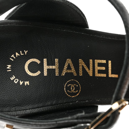 Chanel Lambskin Velvet Cap Toe Logo Pumps 37.5 Black 8 of 9