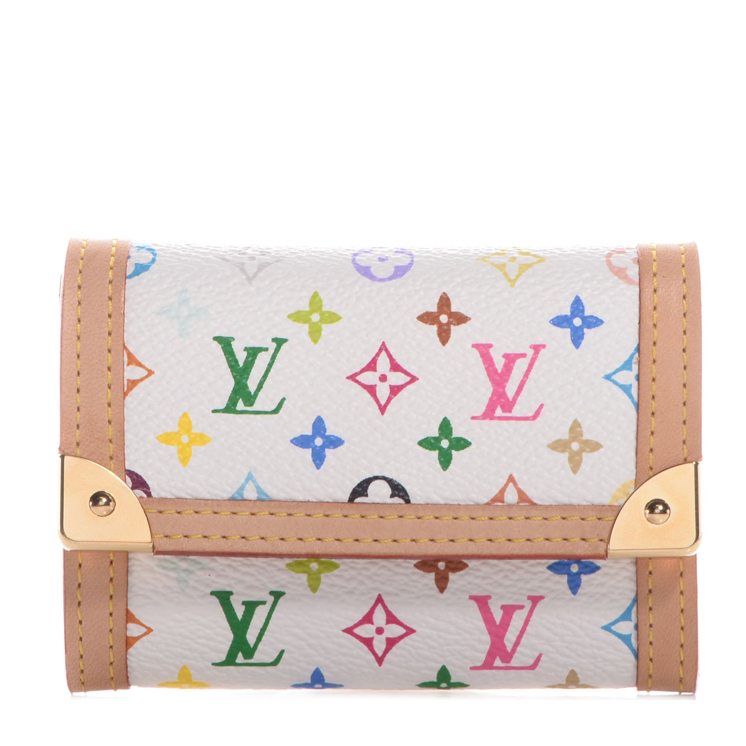 Louis Vuitton Monogram Multicolor Porte-Monnaie Plat Coin Purse White 1 of 7