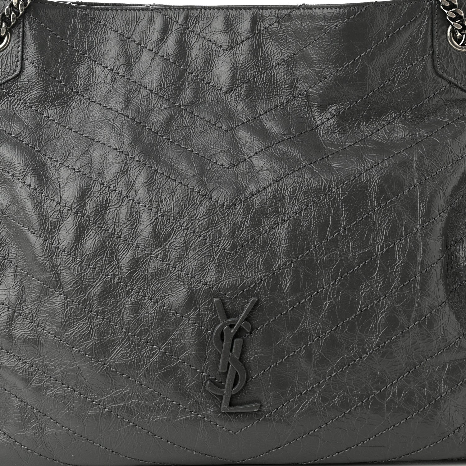 Saint Laurent Crinkled Calfskin Matelasse Monogram Niki Shoulder Bag Storm 8 of 10