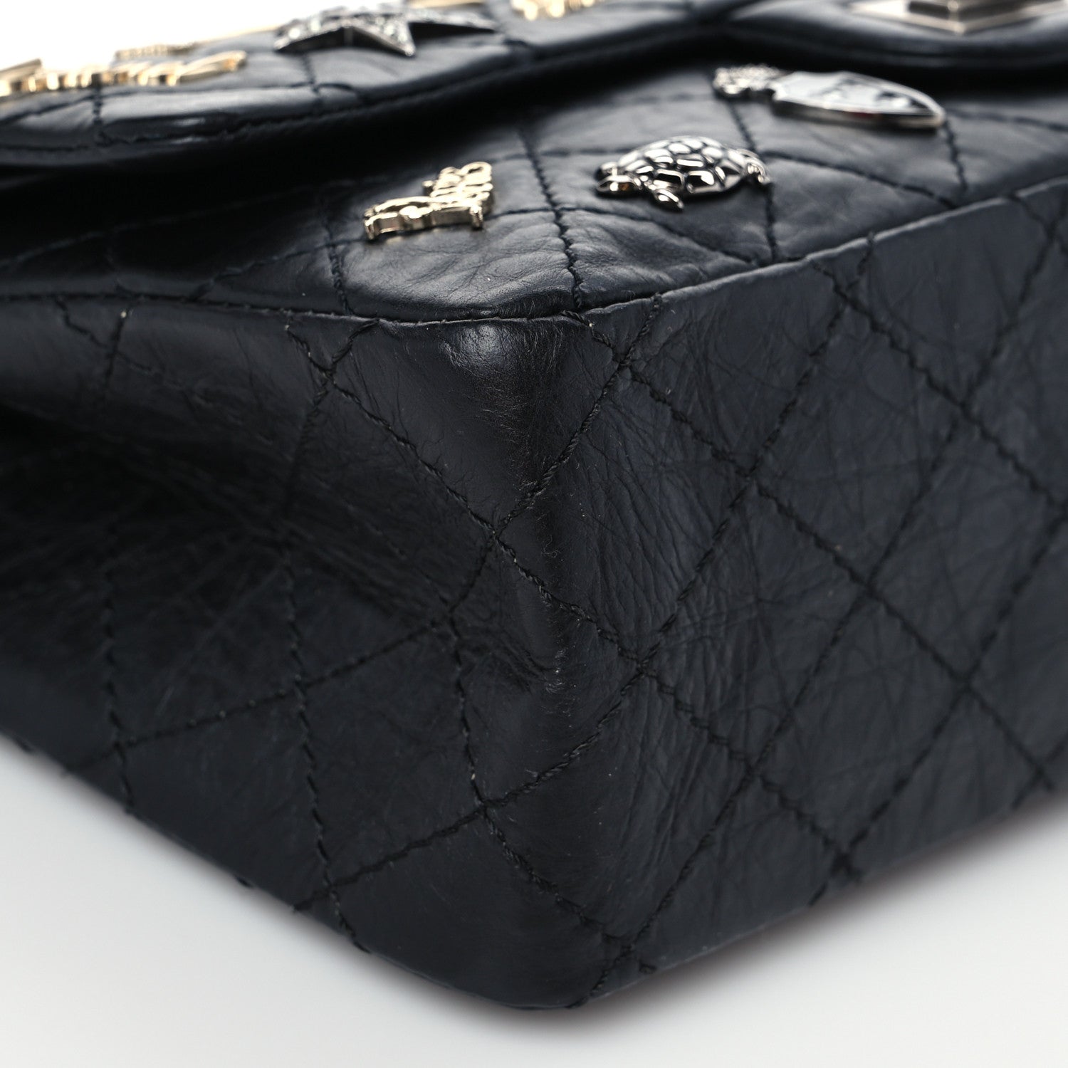 Chanel Aged Calfskin Lucky Charms 2.55 Reissue 225 Flap Black 8 of 9