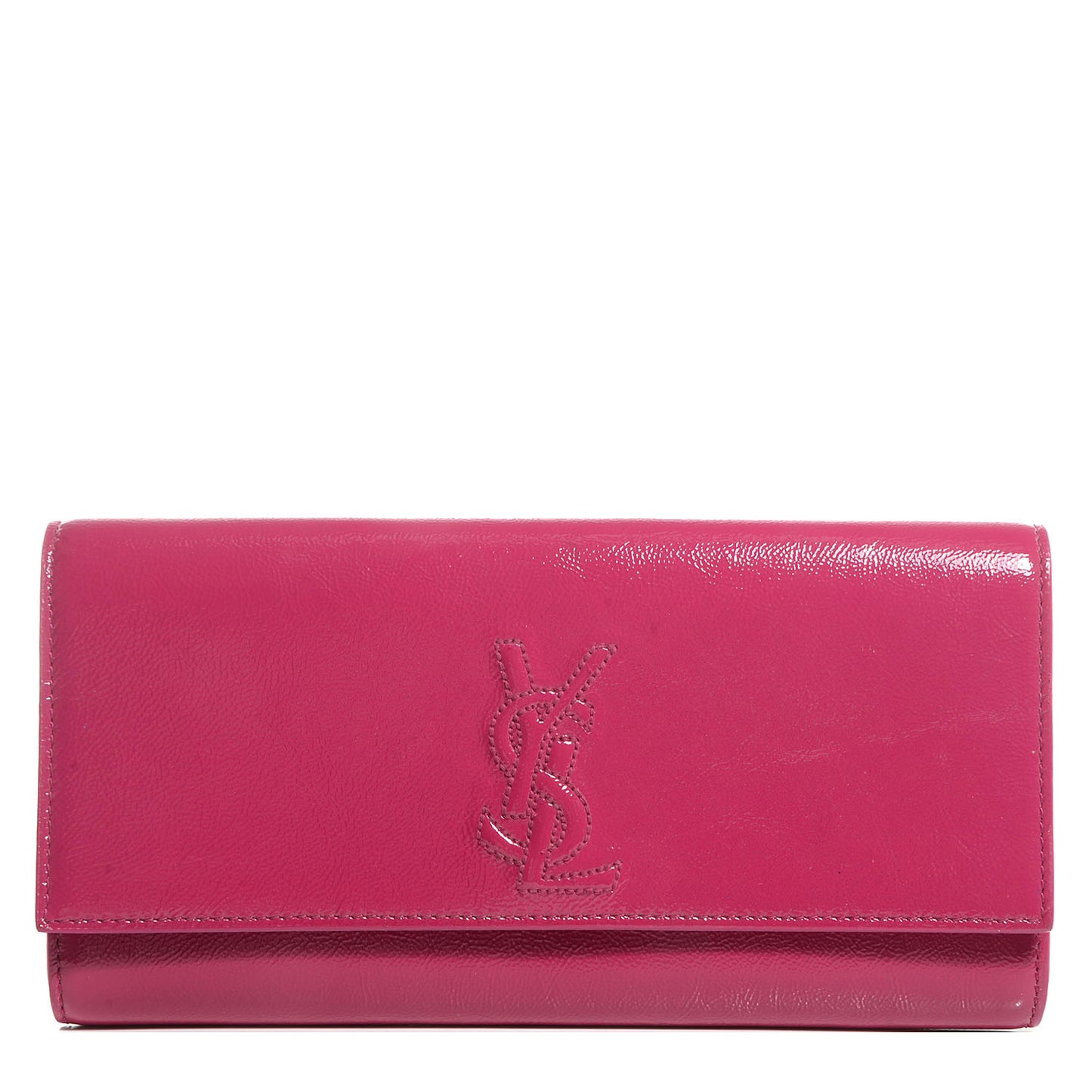Textured Patent Small Belle de Jour Clutch Fuchsia