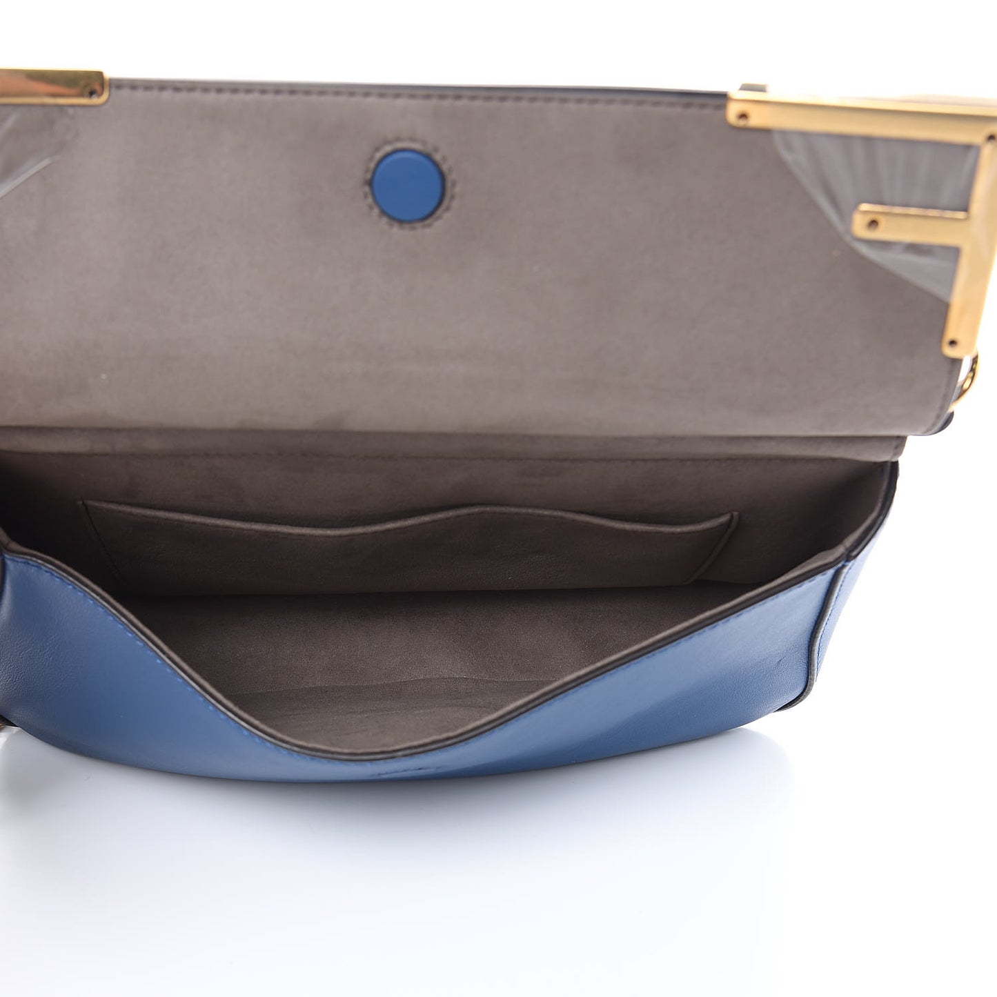 Vitello Grace Glazed Fabric FF 1974 Double F Shoulder Bag Iris Mogano Panna