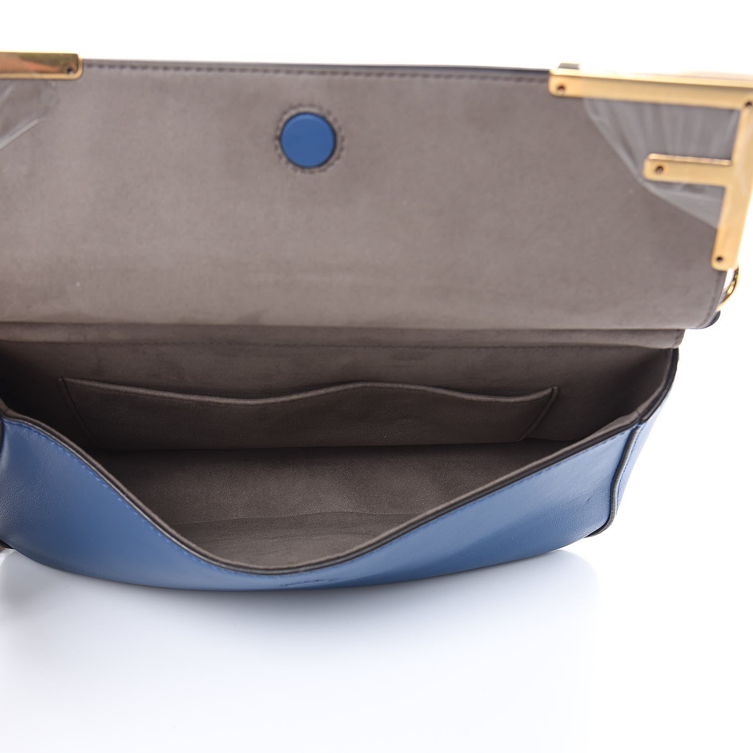 Fendi Vitello Grace Glazed Fabric FF 1974 Double F Shoulder Bag Iris Mogano Panna 6 of 10
