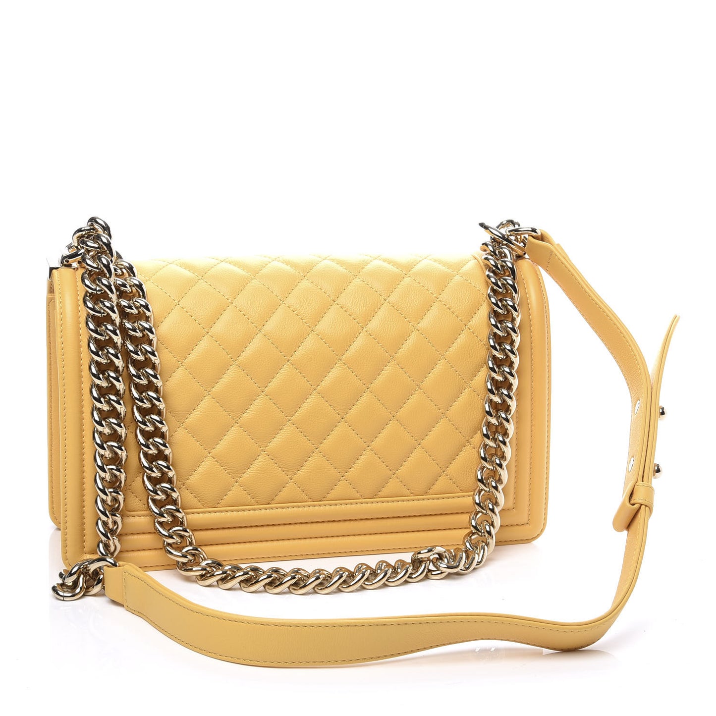 Calfskin Quilted Medium Boy Flap Yellow
