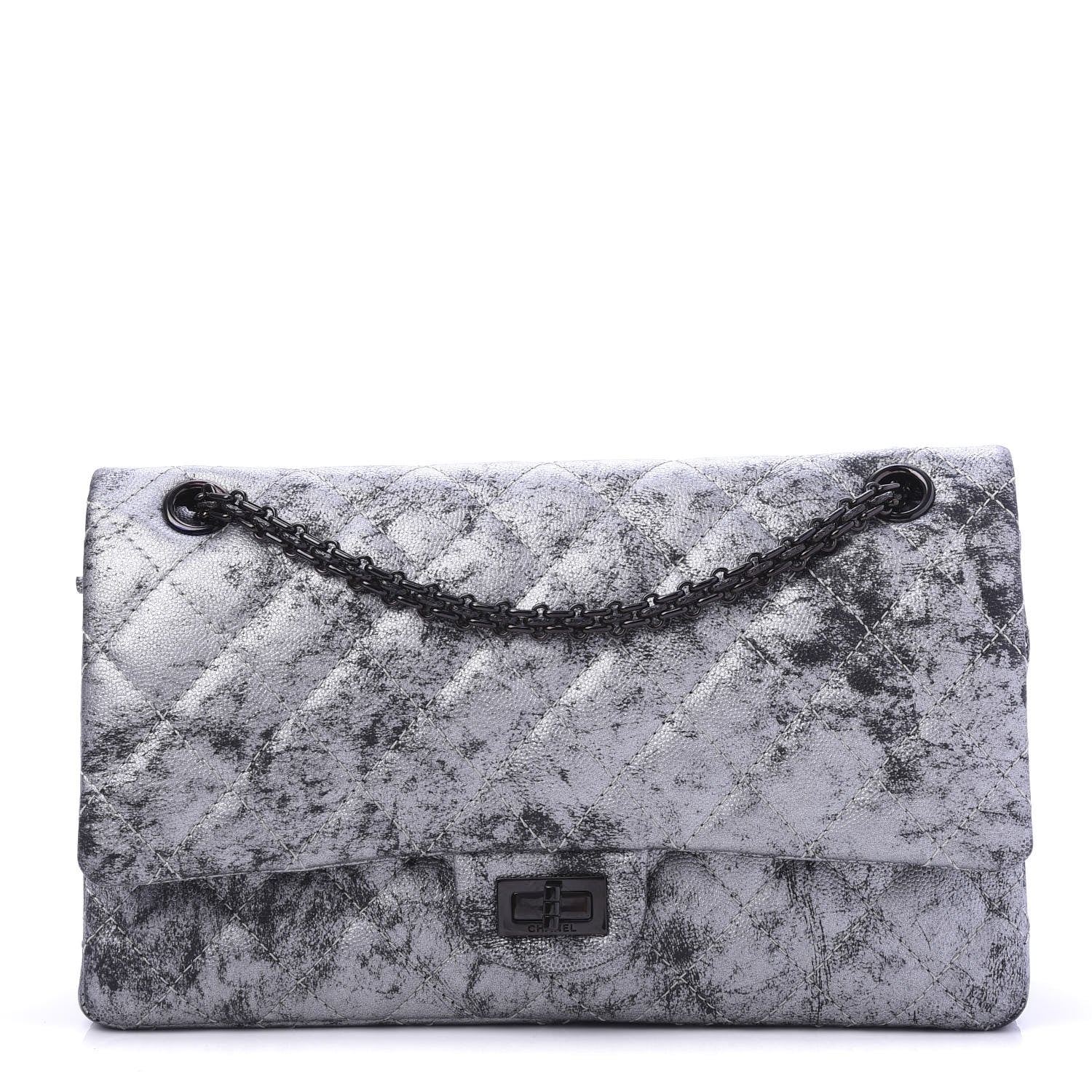 Chanel Metallic Caviar Quilted 2.55 Reissue 226 Flap Silver Black 1 of 10