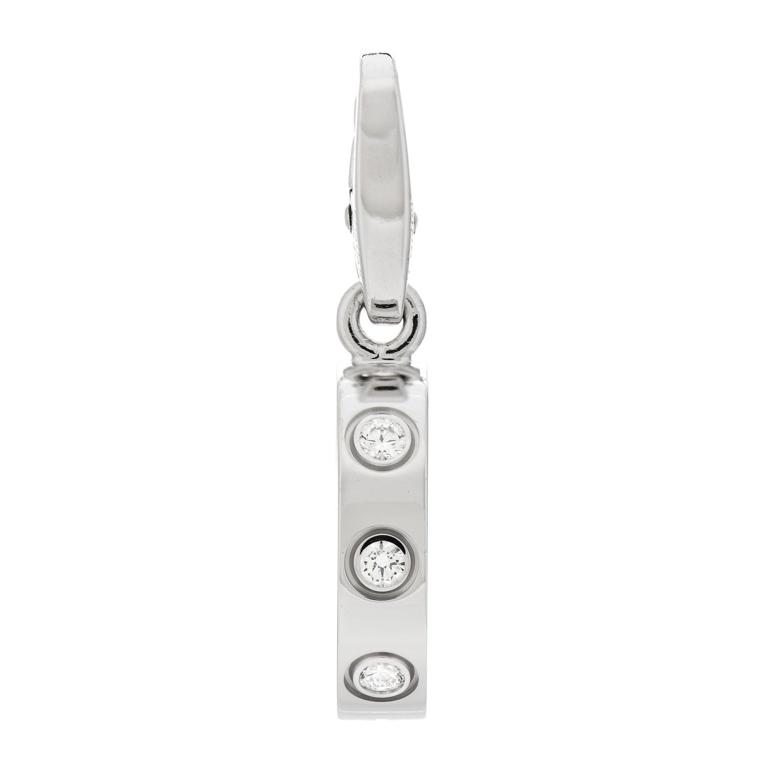 Cartier 18K White Gold Diamond LOVE Ring Charm 1 of 4