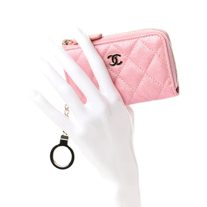 Chanel Iridescent Caviar Quilted Zipped Key Holder Case Rose Pink 2 of 11