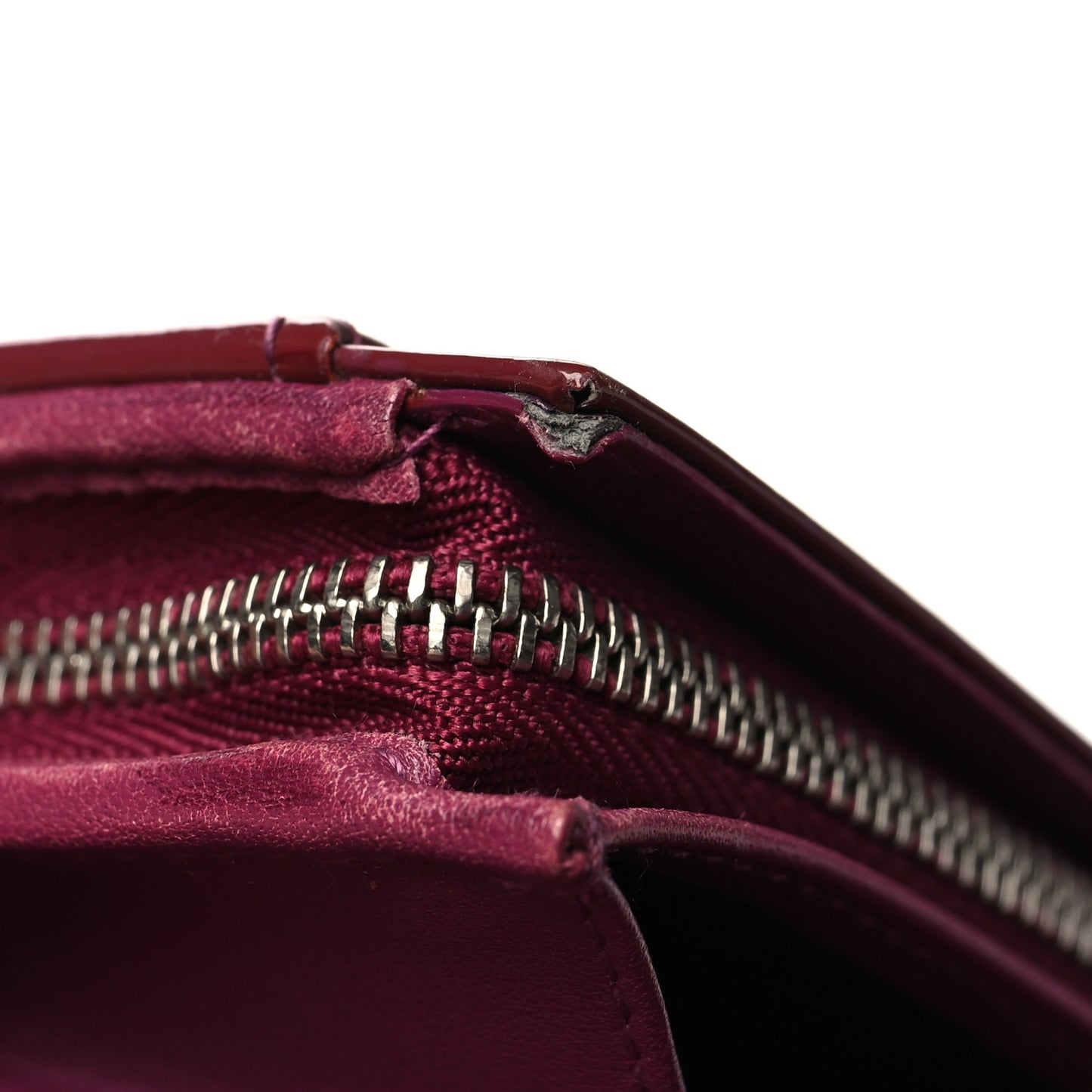 Patent Cannage Lady Dior Rendezvous Wallet On Chain Fuchsia