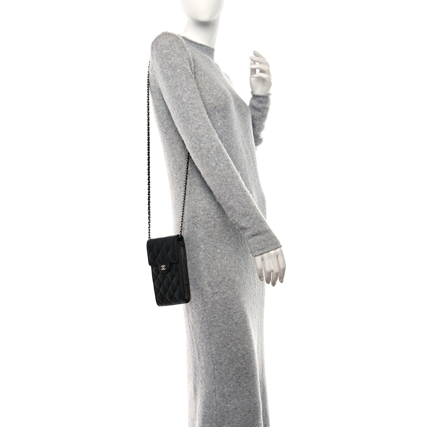 Caviar Quilted Classic Phone Holder Black