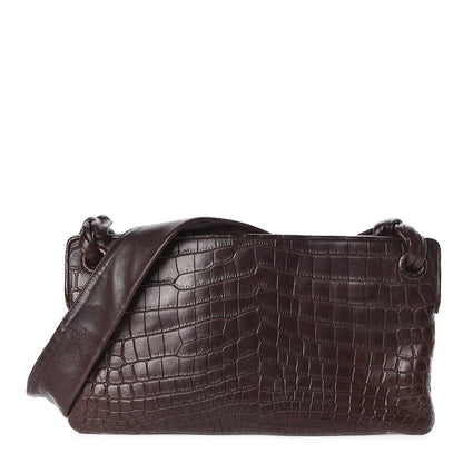 Bottega Veneta Crocodile Shoulder Bag Brown 1 of 10