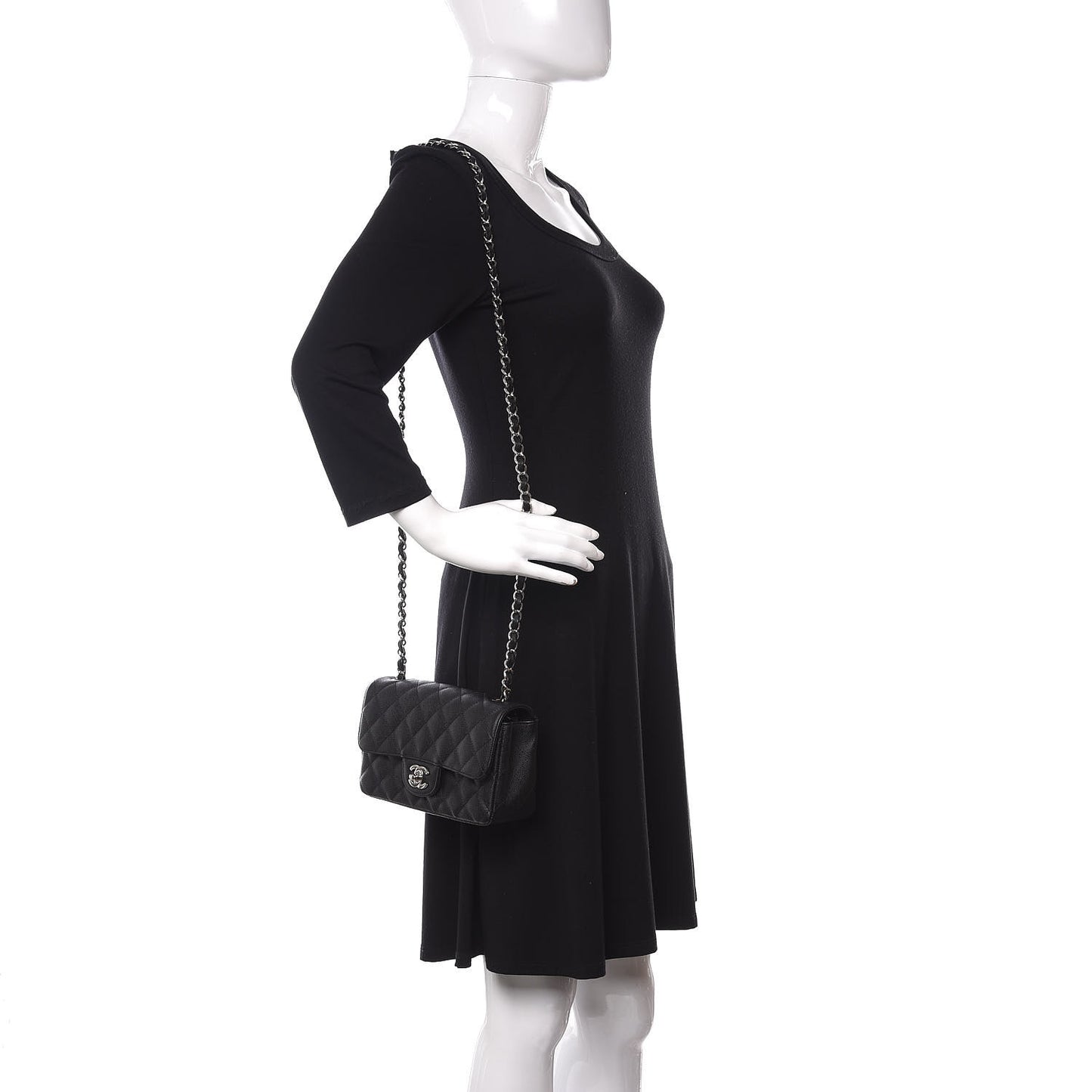 Caviar Quilted Mini Rectangular Flap Black