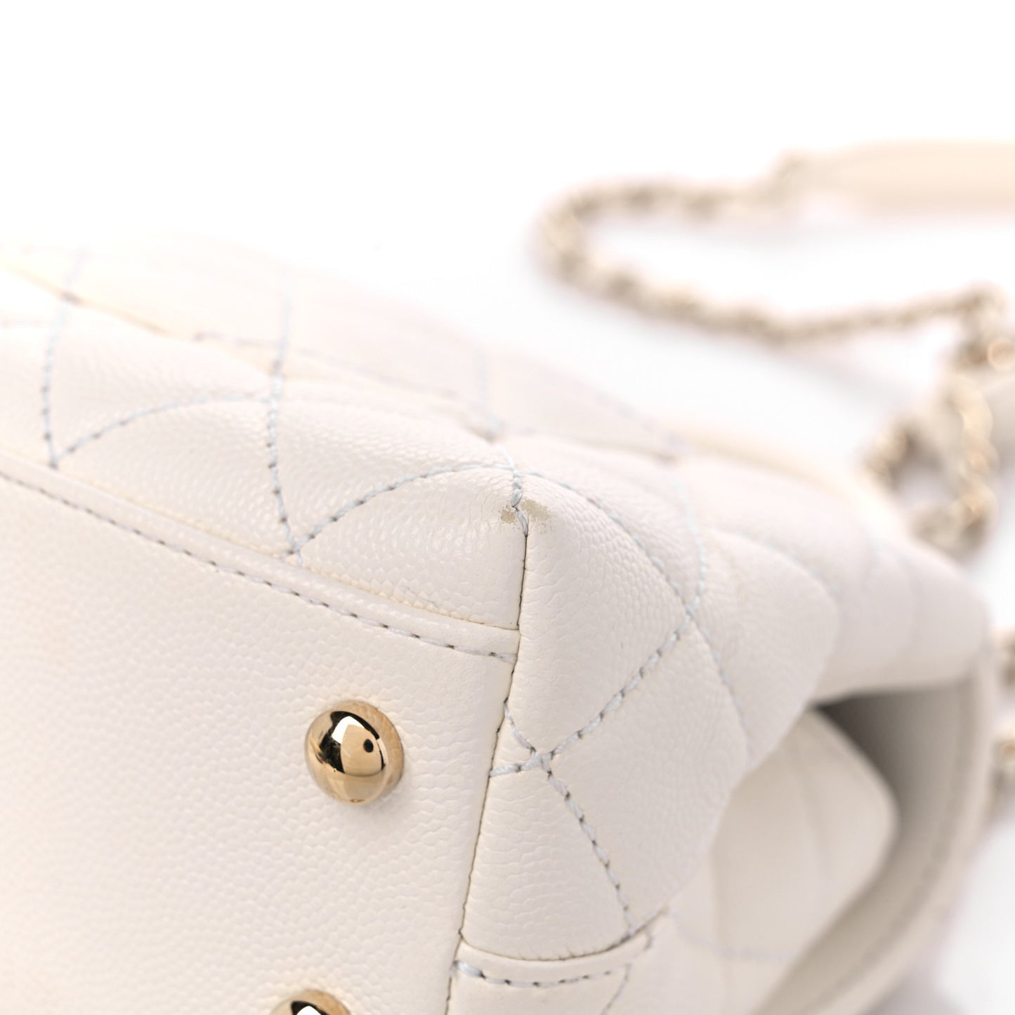Caviar Quilted Extra Mini Coco Handle Flap White