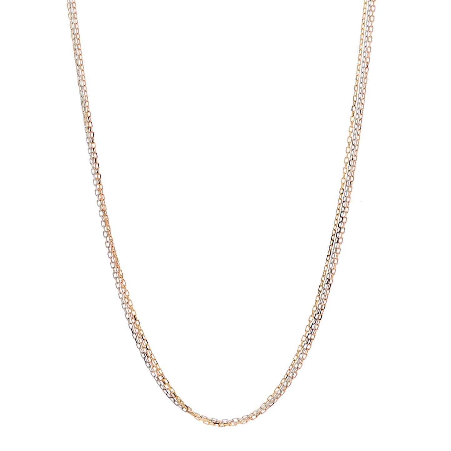 18K Pink Yellow White Gold Three Chain Necklace