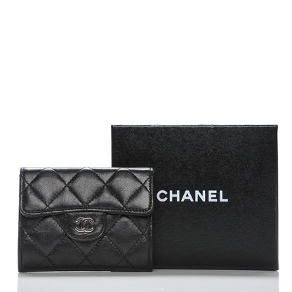 Chanel Lambskin Quilted Flap Card Holder Wallet Black 9 of 9