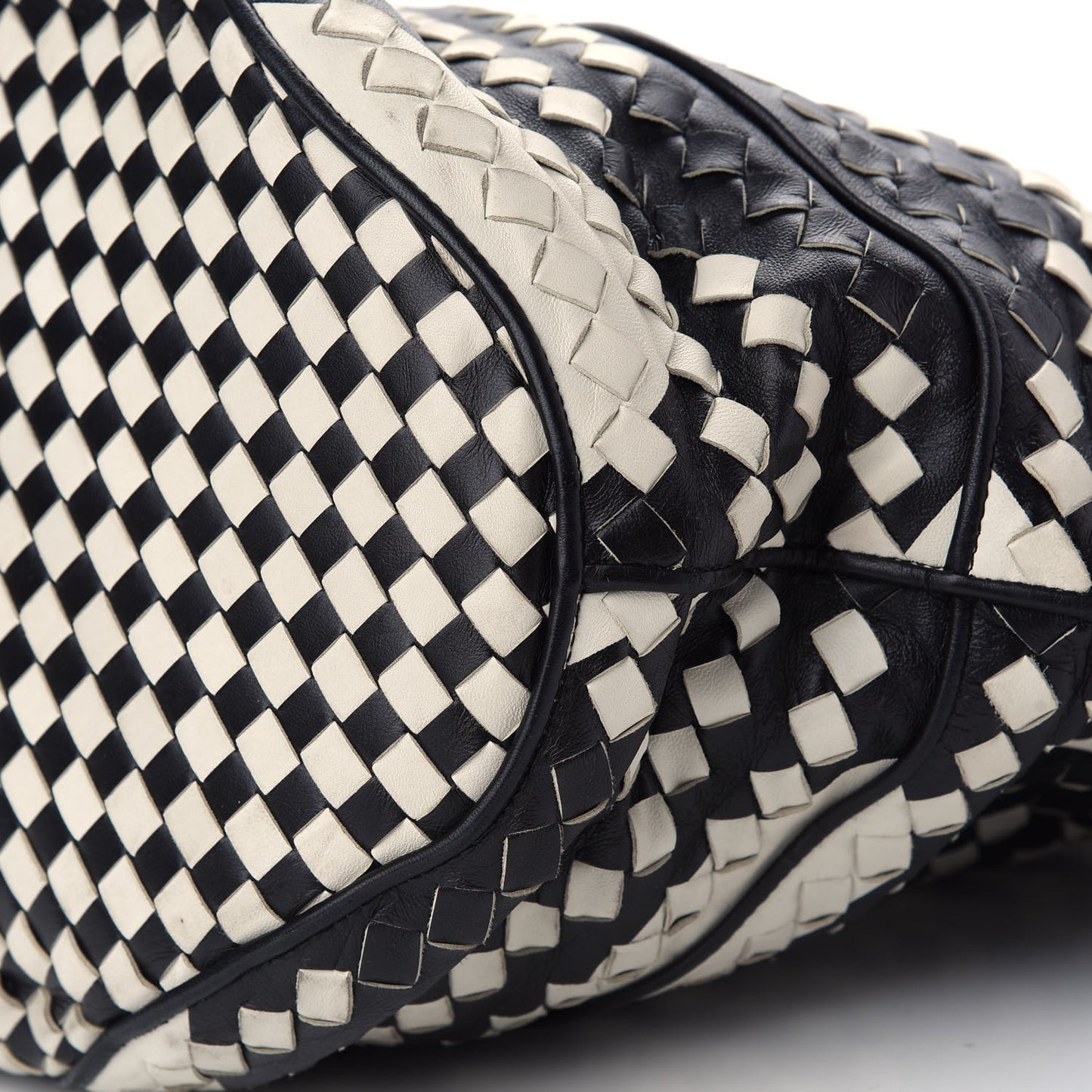 Nappa Intrecciato Shopper Tote Black White