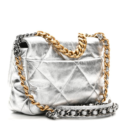 Chanel Metallic Lambskin Quilted Medium Chanel 19 Flap Silver 3 of 10