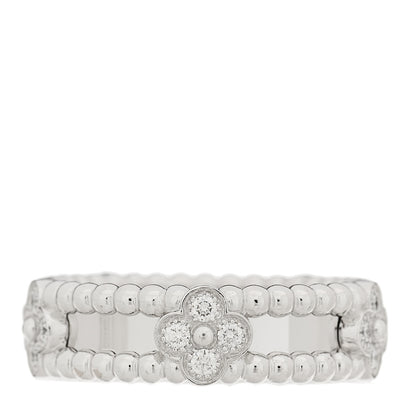 Van Cleef & Arpels 18K White Gold Diamond Sweet Perlee Clovers Ring 55 7.25 1 of 5