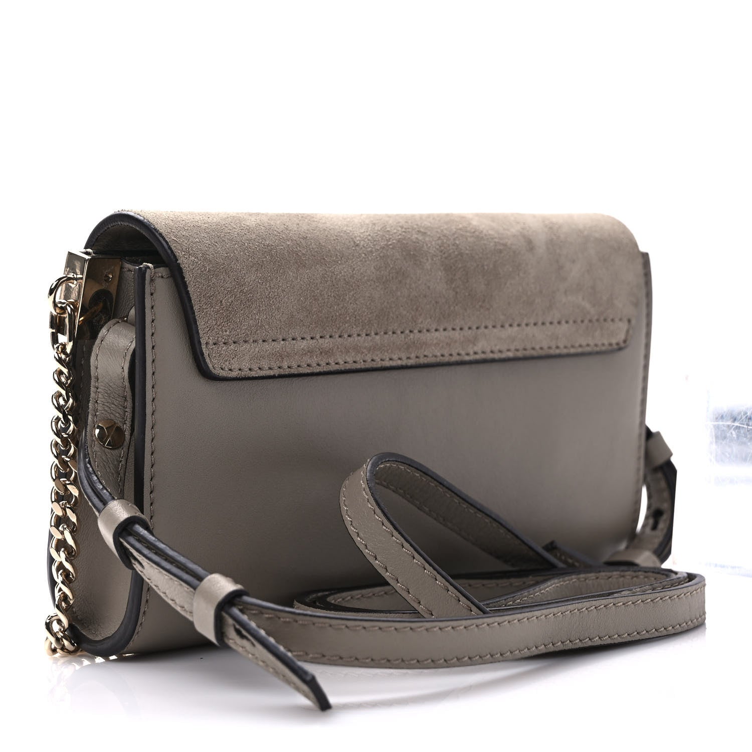Chloe Suede Calfskin Mini Faye Shoulder Bag Motty Grey 3 of 9
