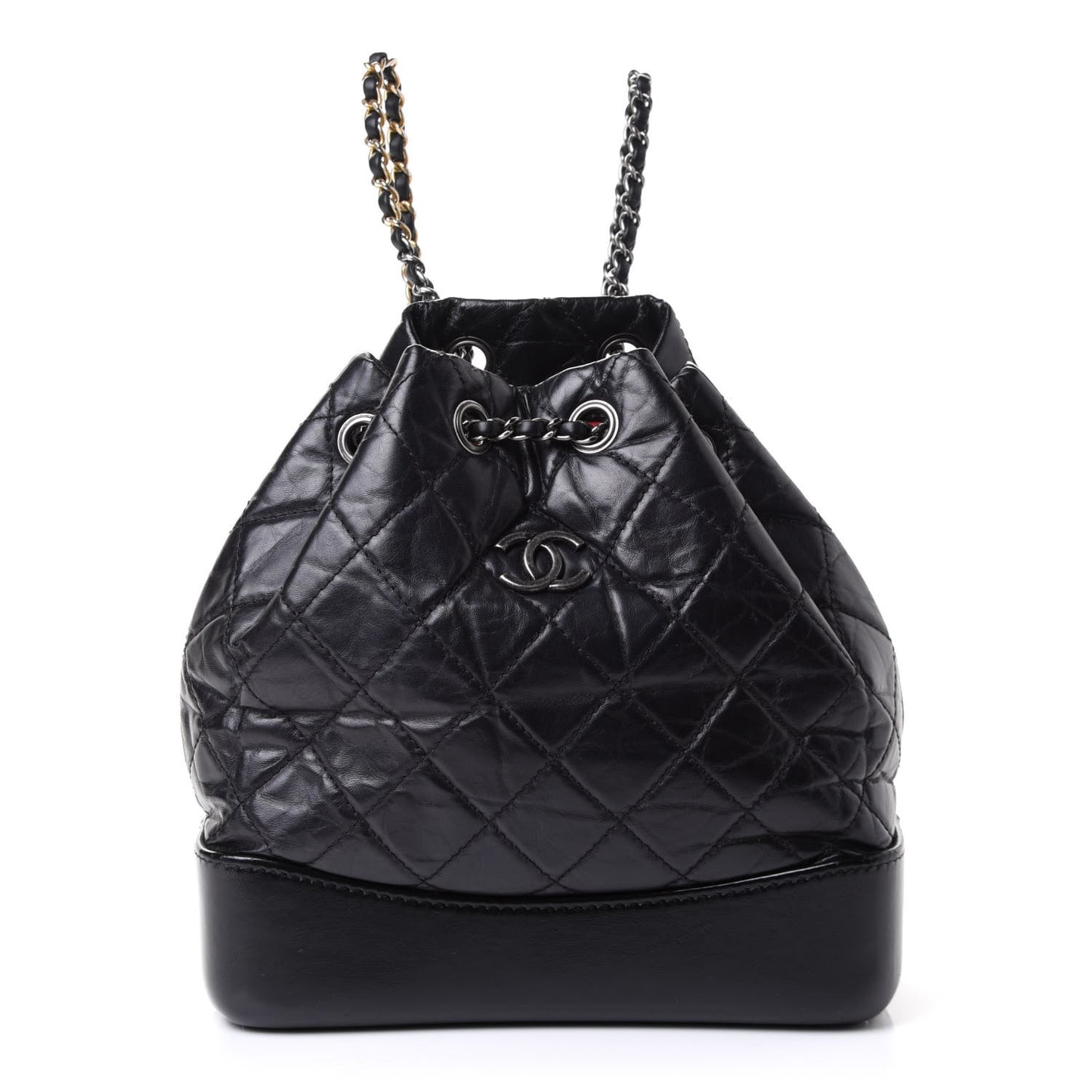 Aged Calfskin Quilted Gabrielle Backpack Black