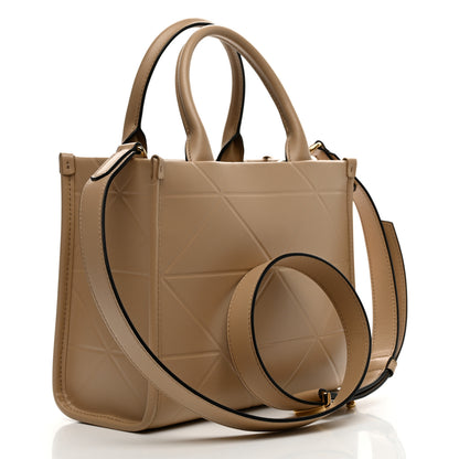 Prada Soft Calfskin Triangolo Symbole Embossed Mini Tote Sabbia 3 of 9