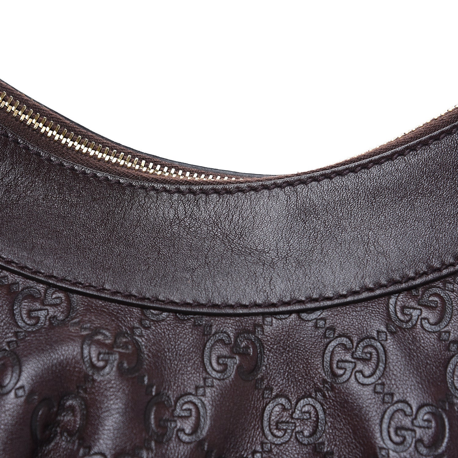 Gucci Guccissima Small D Gold Ring Shoulder Bag Chocolate Brown 9 of 10