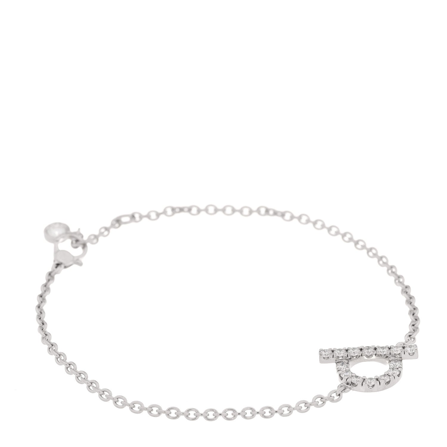Hermes 18K White Gold Diamond Finesse Bracelet LG 1 of 6