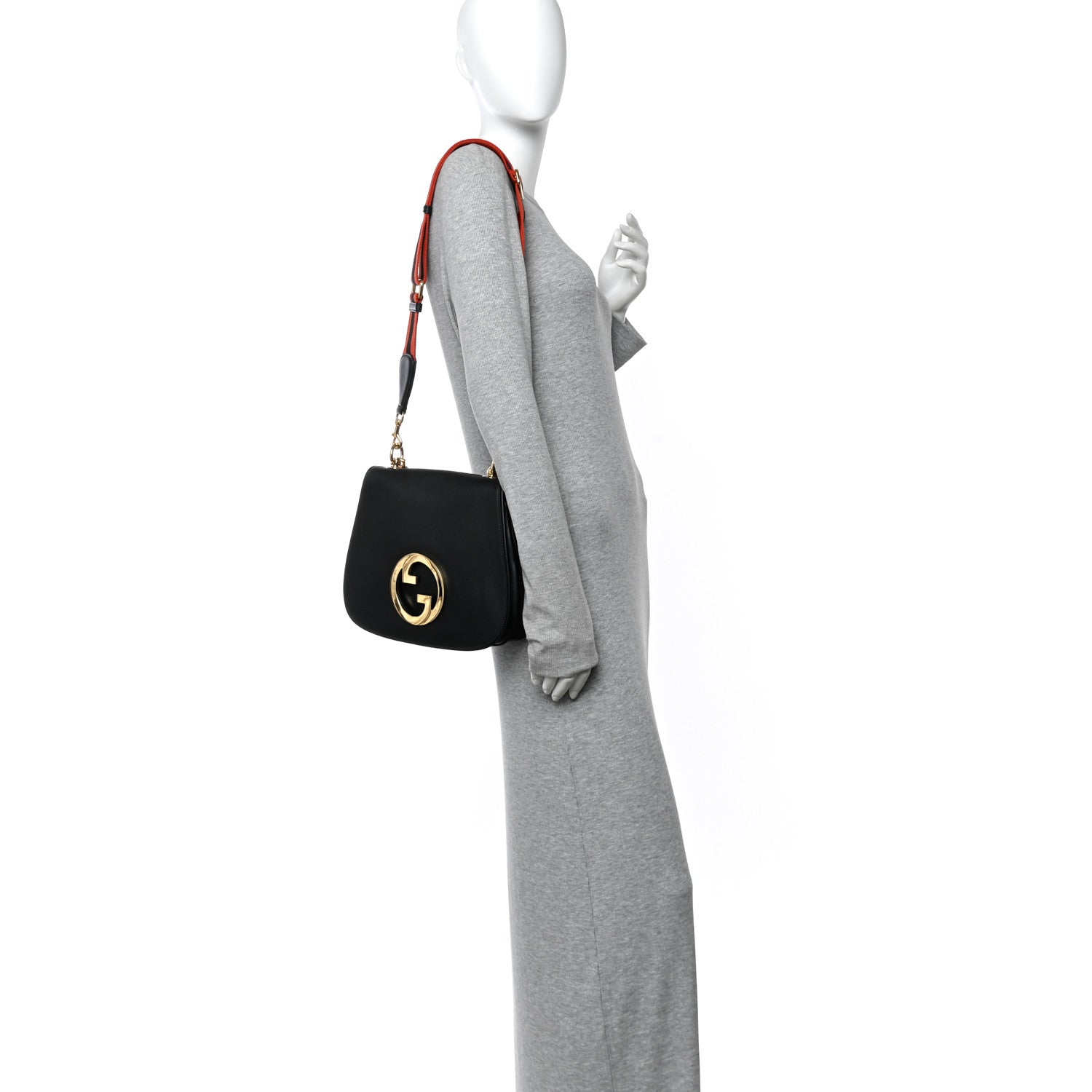 Gucci Roxy Calfskin Web Medium Studded Blondie Shoulder Flap Bag Black 2 of 10