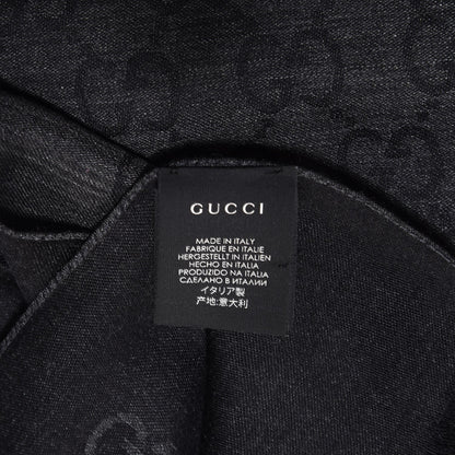 Gucci Wool Silk Monogram Fringe Scarf Grey Black 4 of 5