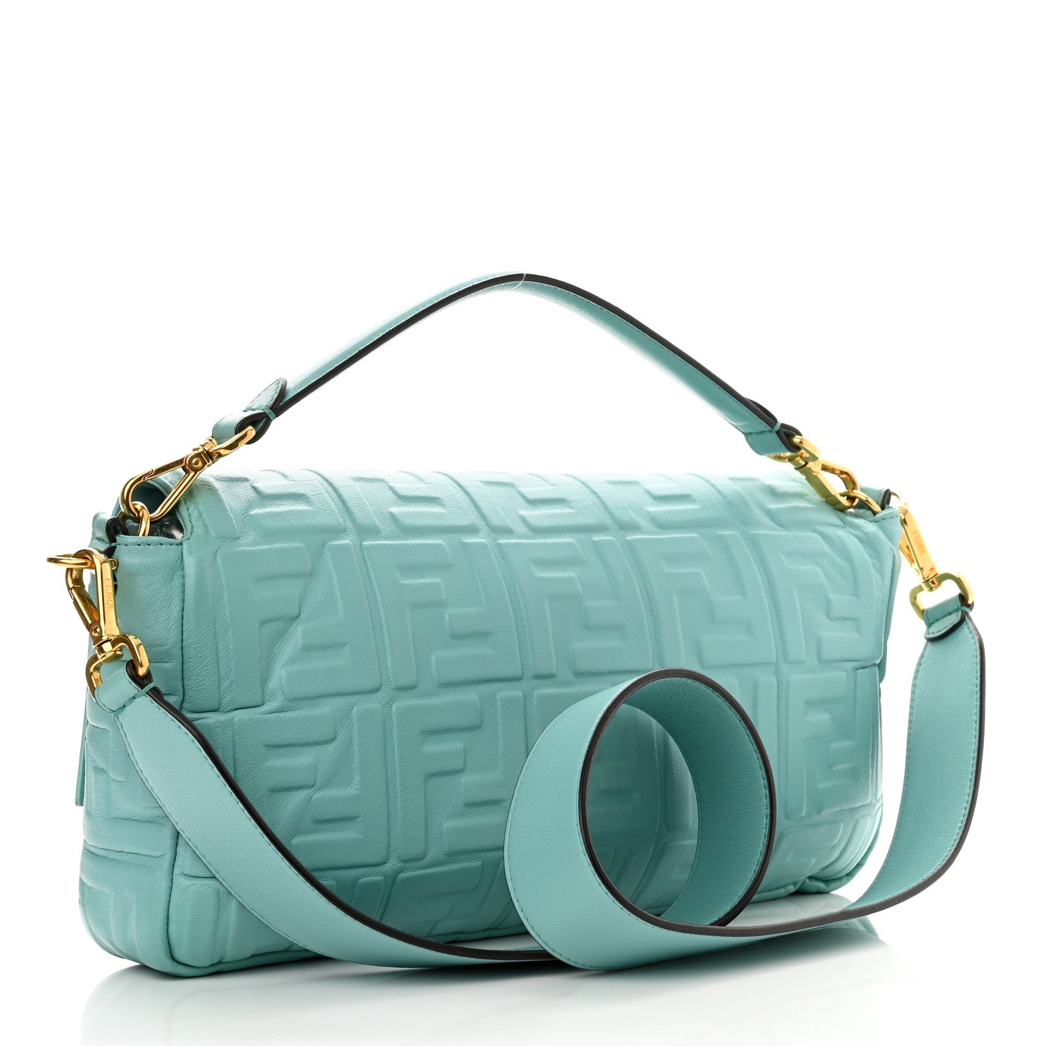 Fendi Nappa FF 1974 Embossed Large Baguette Tiffany 3 of 10
