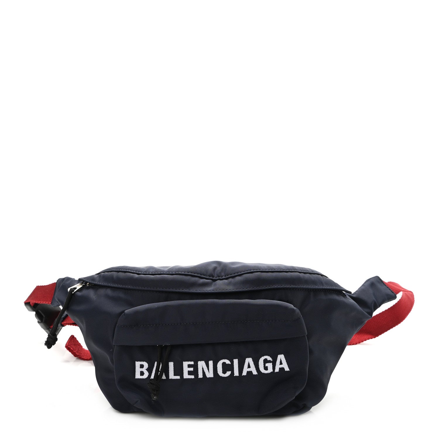 Balenciaga Sport Nylon Logo Embroidered Small Wheel Beltpack Navy Blue Red 1 of 11