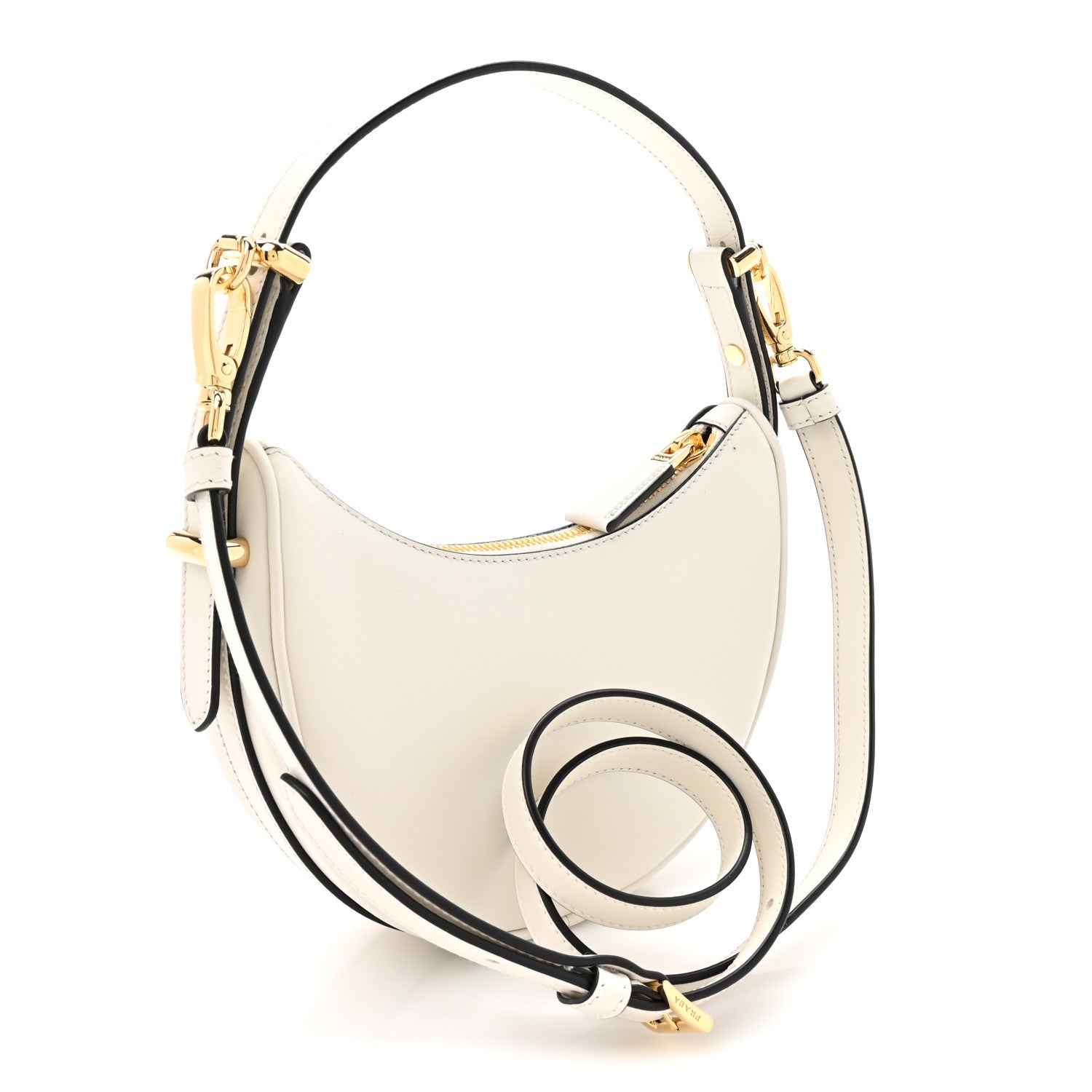 Prada Soft Calfskin Small Arque Shoulder Bag White 3 of 10