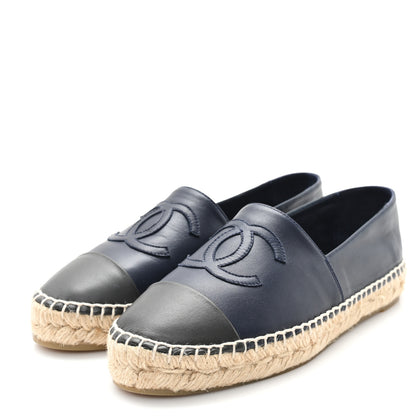 Chanel Lambskin CC Espadrilles 37 Navy Blue Gray 4 of 10