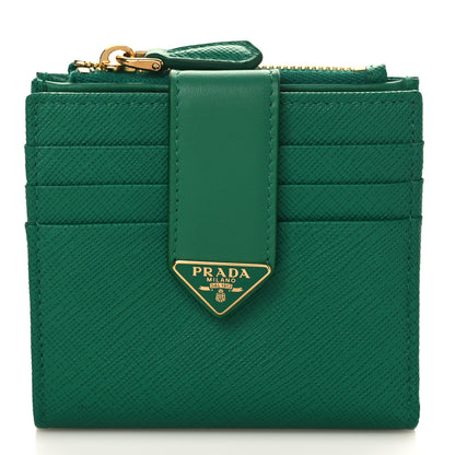 Prada Saffiano Small Triangle Wallet Mango 1 of 7