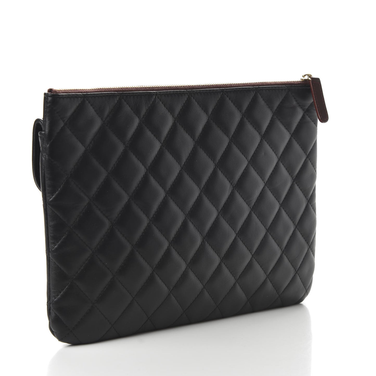 Lambskin Quilted Medium Flap Cosmetic Case Black