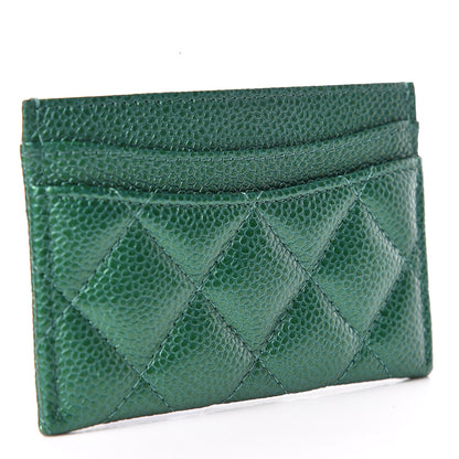 Chanel Metallic Caviar Quilted Card Holder Green 3 of 9