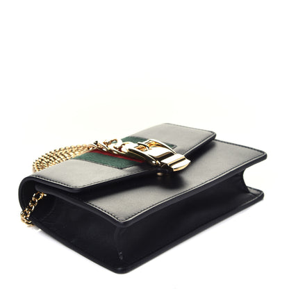 Gucci Calfskin Super Mini Sylvie Chain Shoulder Bag Black 4 of 9