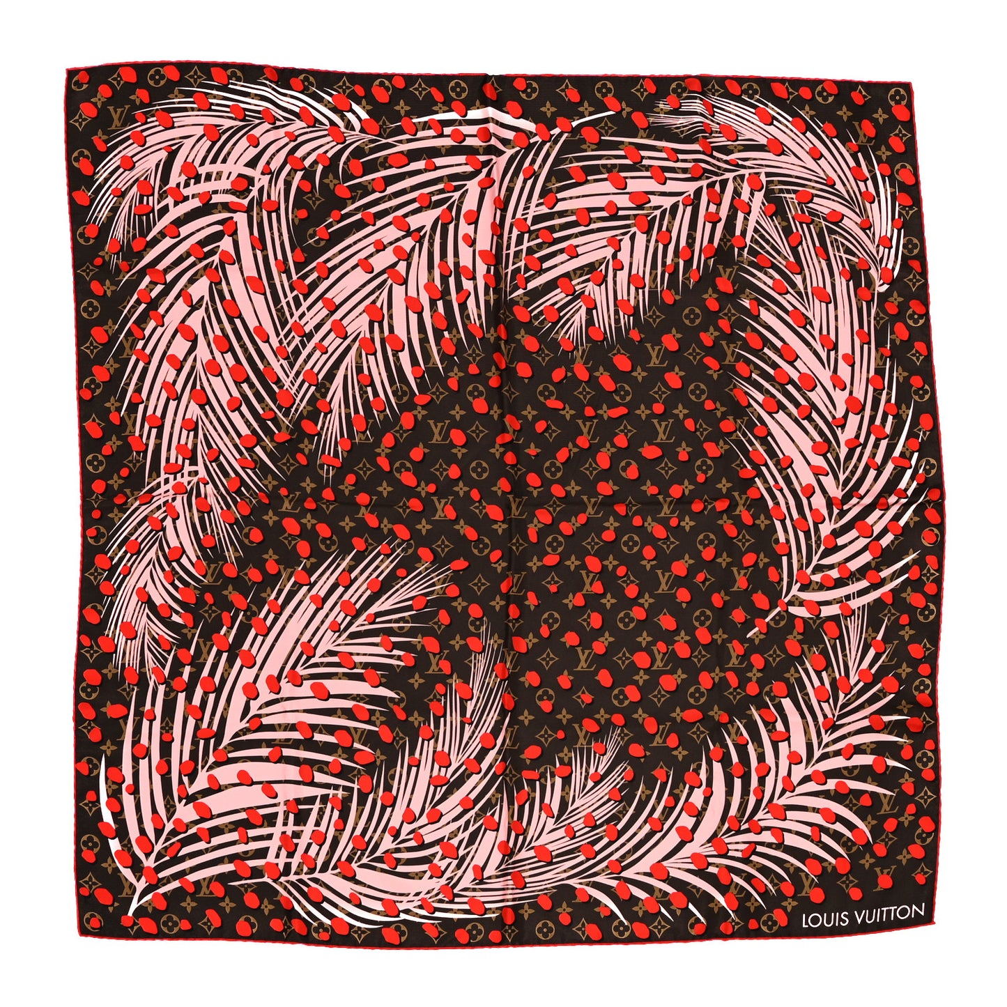 Silk Monogram Jungle Dots Scarf Sugar Pink Poppy