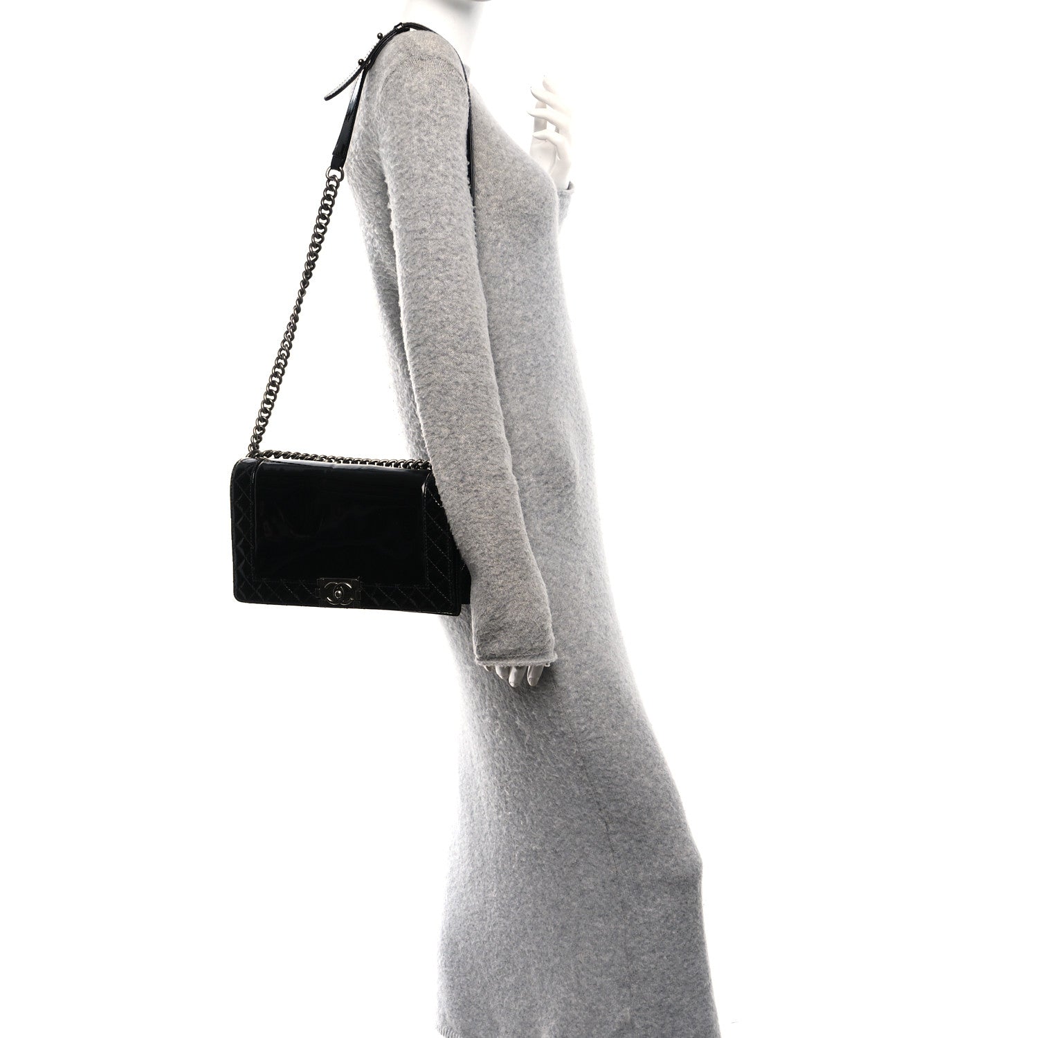 Chanel Patent New Medium Boy Reverso Flap Black 2 of 10