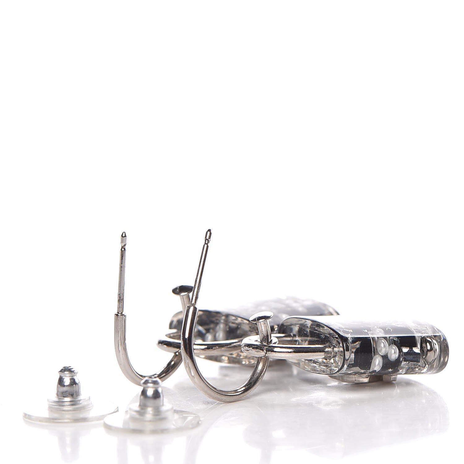 Chanel Resin Pearl CC Padlock Earrings Grey 3 of 4