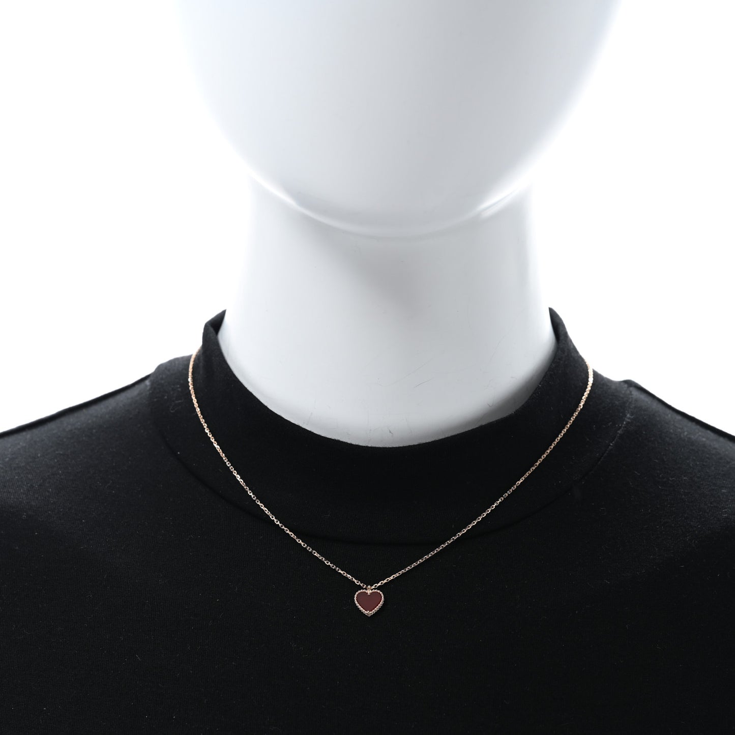 18K Rose Gold Carnelian Sweet Alhambra Heart Pendant Necklace