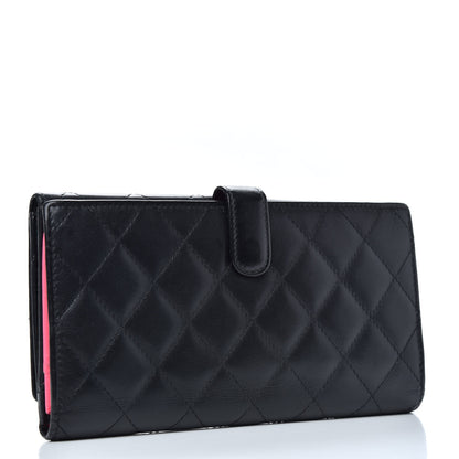 Chanel Calfskin Quilted Cambon Long Double Wallet Black 3 of 7