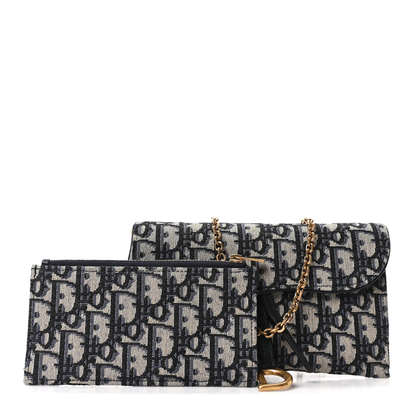 Oblique Saddle Chain Long Wallet Blue