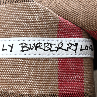 Burberry Coated Canvas Mega Check Medium Doodle Tote White 8 of 9